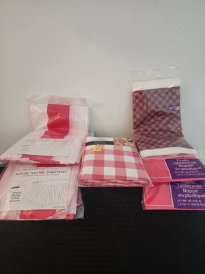 批量 6 件 未开封 红色和格子桌布 - 塑料和纸 - 派对用品 - N — 第 1/3 张图片