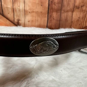 Zep-Pro Arkansas Razorbacks Boar Men’s Brown Genuine Leather Belt Size 38 - Picture 1 of 6