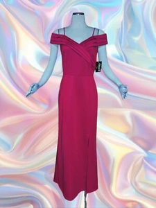 ALEXA B NITES Off Shoulder HOT PINK Maxi Dress Evening PROM Gown Women's Size 10 - Picture 1 of 13