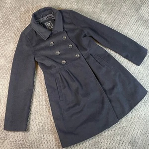 Gap Kids Navy Blue Girls Size M Double Breasted Pea Coat Jacket Wool Blend - Picture 1 of 9