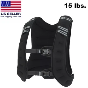 Weighted Vest 15lbs Weight Reflective Workout Strength Training Running Black - Picture 1 of 24