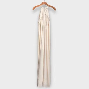 Zimmermann Silk Wide Leg Jumpsuit Sz 4 Ivory Sleeveless Halter Ruffle Crop Women - Picture 1 of 11