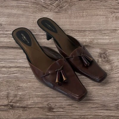 LIZ CLAIBORNE Flex Women's Brown Leather Slip On Mule, Closed Toe 9.5 - Image 1 of 4