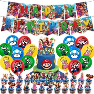 42Pcs Super Mario Bros Theme Backdrop Birthday Party Decorations Supplies Set - Picture 1 of 5