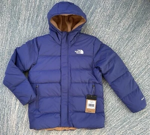 $170 The North Face BOYS North Down Fleece Lined Parka-Cave Blue- Large (12) NWT - Picture 1 of 17
