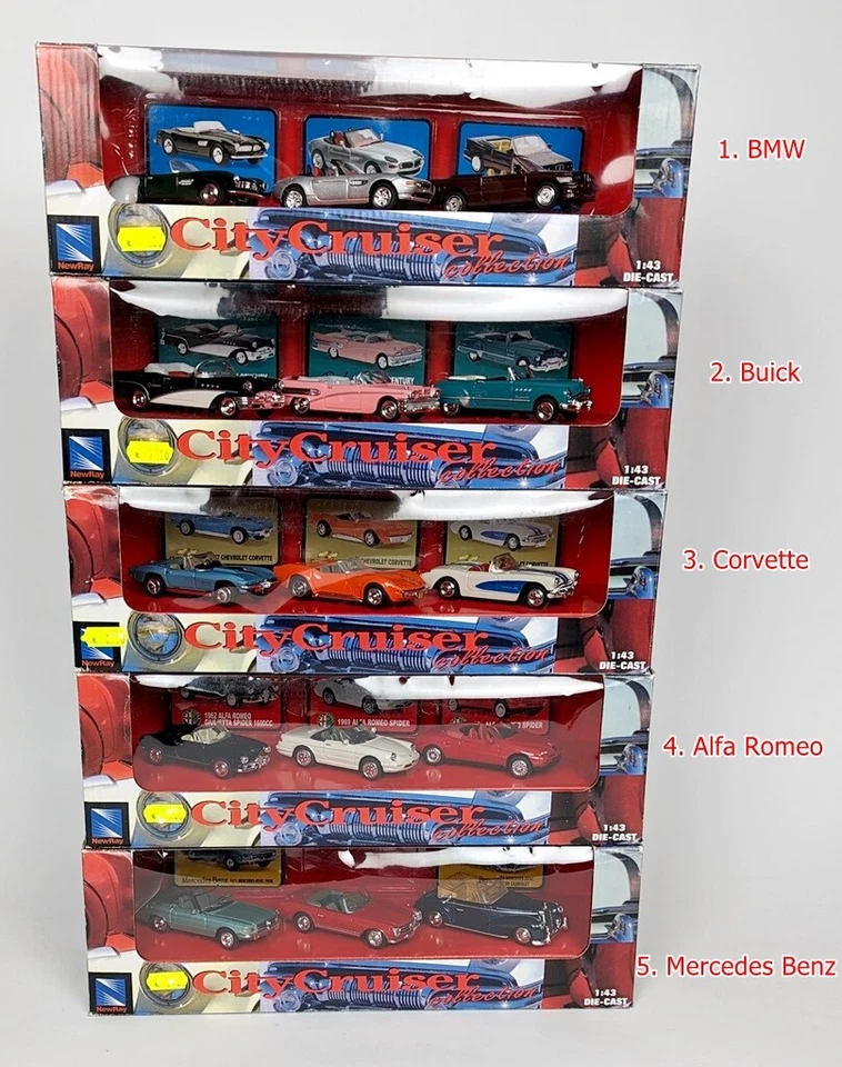 Set City Cruiser Collection - ciascuno 3x 1:43 - New-Ray Toys - selezione - Immagine 1 di 1