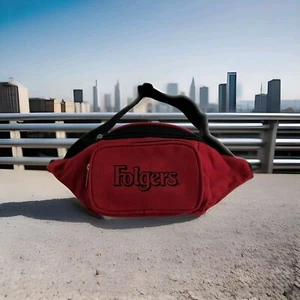 Folgers Logo Waist Fanny Pack Travel Zipper Adjustable Red Black Port & Company  - Picture 1 of 24