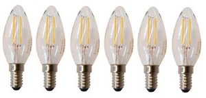 6 x Candela LED Filamento Candela E14 2W 4W Bianco Caldo Lampadina - Foto 1 di 1