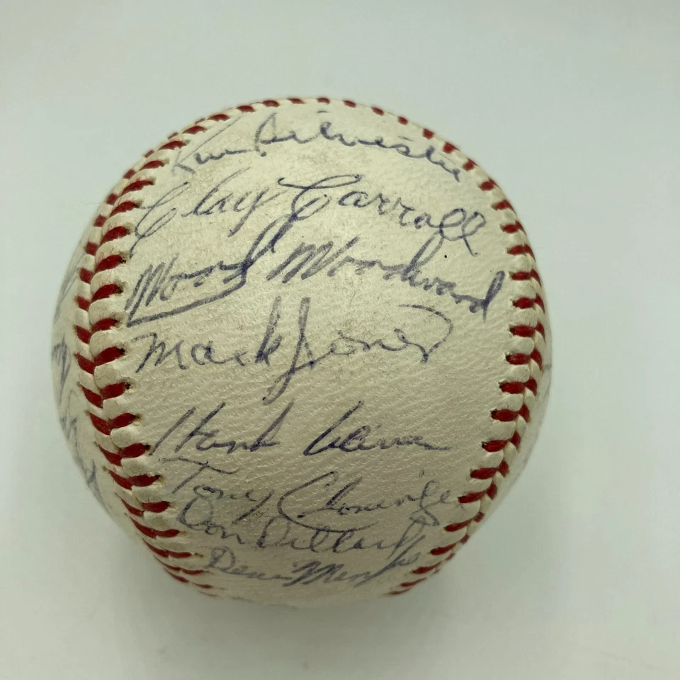 Hank Aaron 1965 Milwaukee Braves Team Signed National League Baseball PSA DNA - Image 1 of 4