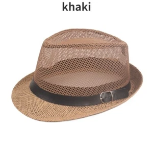 Uomo Stile Vintage Rete Cappello Fedora Jazz per Formale Abito Estivo Pesca - Foto 1 di 22