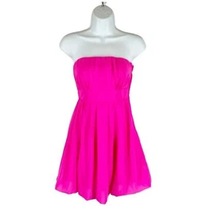 Charlotte Russe PINK Prom Party Dress XS HOT Pink Strapless Mini Bubble Hem - Picture 1 of 10