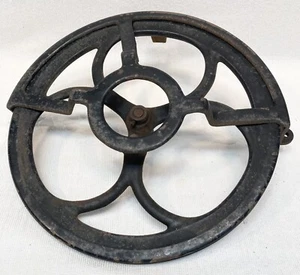 Antique Treadle Sewing Machine Cast Iron 12” Dia.Flywheel Pulley Wheel & Guard. - Picture 1 of 9