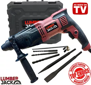 Lumberjack 3 Mode SDS Drill with Rotary Hammer Chisel Bits & Carry Case 240v  - Picture 1 of 7