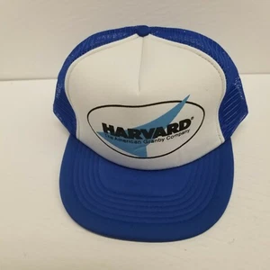 Vintage Harvard The American Granby Co. Trucker Blue & White Mesh Snapback Hat - Picture 1 of 5