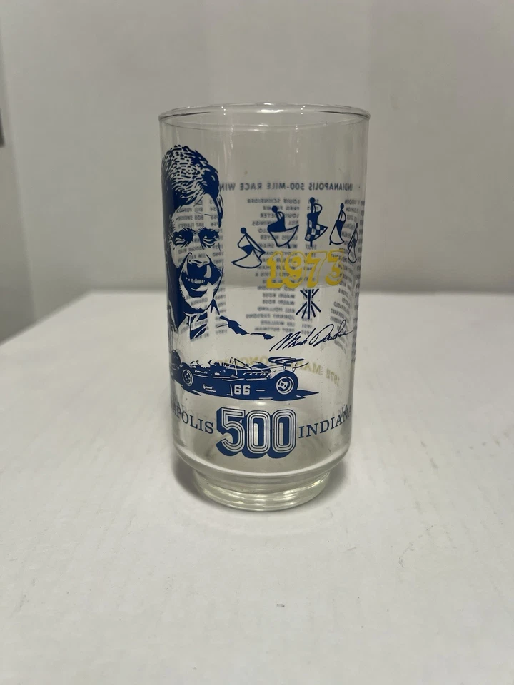 Винтаж 1972 Indy 500 Racing Champion Glass Индианаполис Марк Донохью - Изображение 1 из 2