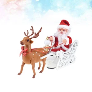 Babbo Natale Figura Babbo Natale E Renna Statua Bambola Di Natale Elettrico - Foto 1 di 11