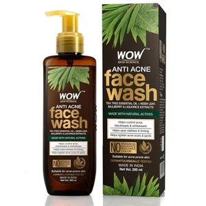 WOW Skin Science Anti Acne Neem Face Wash Tea Tree Oil For Pimples 200ml - Picture 1 of 4