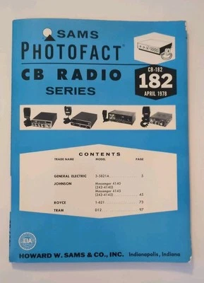 Sams Photofact CB Radio Series Vollume  #182   CB-182 repair manual ©1978 - Image 1 of 2
