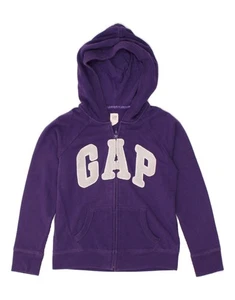 GAP Girls Graphic Zip Hoodie Sweater 7-8 Years Medium Purple Cotton BC67 - Picture 1 of 3