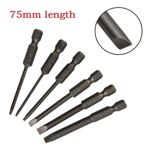 Brand New Screwdriver Bit Slotted Tip 75mm Alloy Steel Grey SL2.0-6.0mm - Picture 1 of 12