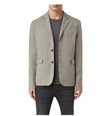 Blazer de lino All Saints Dekalb beige para hombre talla mediana $468 chaqueta de abrigo deportivo Foto 1 de 4