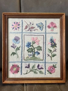 Antique Sampler Style Framed Embroidery Rare Collectors Granny Chic Cottagecore - Picture 1 of 14