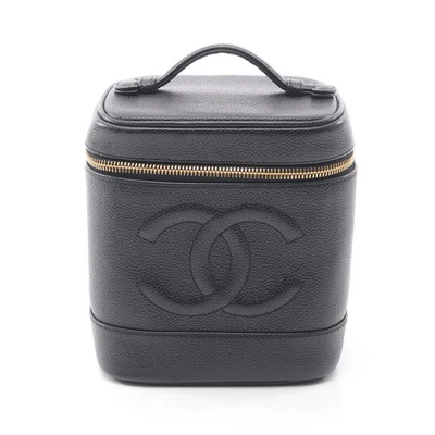 Bolso de mano Chanel Coco Mark bolso de tocador piel de caviar negro dorado herrajes #RC2582 Foto 1 de 4