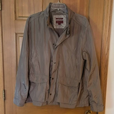 Merona Mens Rain Resistant Jacket w/Hidden Hood Zipper Snap Closure XL Gray - Image 1 of 4
