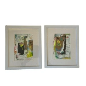 Modern Abstract Art Set in White Frames - Picture 1 of 9