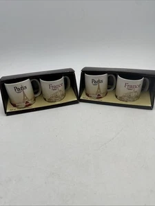 Starbucks Mug Paris & France 3oz Demitasse Cups Lot 2 Brand New W/ SKU Code 2014 - Picture 1 of 18