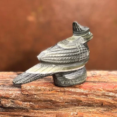 ARVELLA CHEAMA ~ HERMOSO BLUEJAY ~ Fetiche Serpentine Zuni Foto 1 de 4