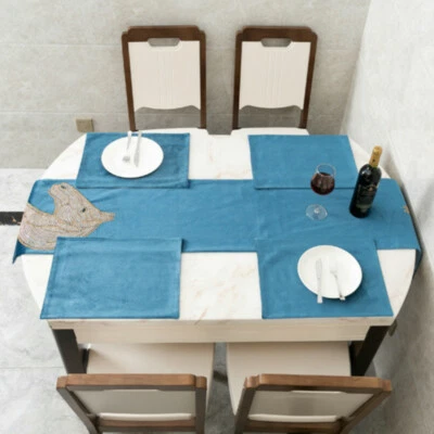 Velvet Table Runner Bed Runner Diamante Tassels Horse Pattern Home Decor Vintage - Image 1 of 4