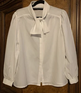 VTG 1970's Alicia Womens Secretary Shirt Long Sleeve White Size Large - Picture 1 of 10