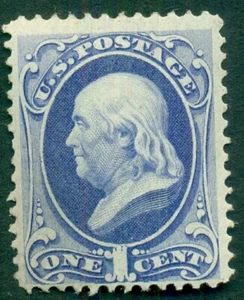 US #145, 1¢ ultramarine, unused regummed, Miller cert, Scott for no gum $240.00 - Picture 1 of 1