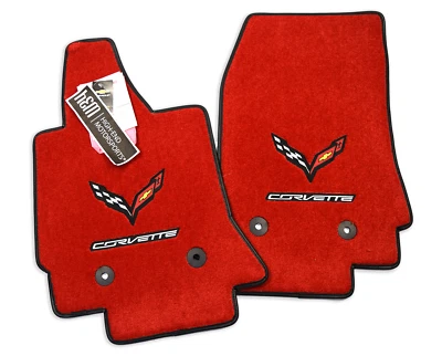 Alfombrillas para Chevrolet Corvette C7 Alfombrillas Rojas Banderas Negras & Corvette 32oz Upgrade Foto 1 de 4