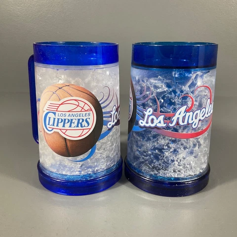 Los Angeles Clippers NBA Basketball Clear Freezer Mug Blue Team Logo - LOT OF 2 Cover