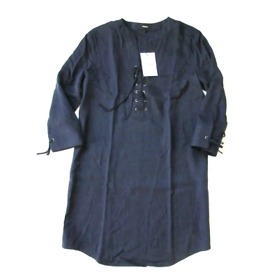 NWT Theory Jullitah in Spring Navy Lightweight Tencel Lace-up Shirt Dress 4 - Image 1 of 4