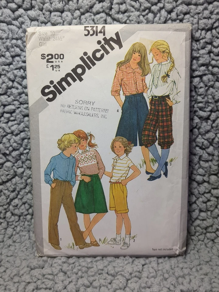 Simplicity Pattern #5314 - Girl's Leg Pants, Knickers Bermudas, Culottes & Skirt - Image 1 of 4