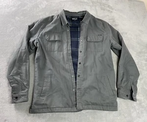 O’Neill Fleece Lined Jacket Mens M Gray Snap Button 4 Pockets Cotton •HOLE - Picture 1 of 17