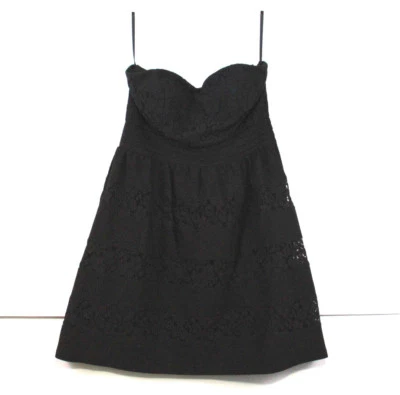 Vestido American Rag Cie Sin Tirantes Mini Negro con Inserciones de Encaje Talla M Foto 1 de 4