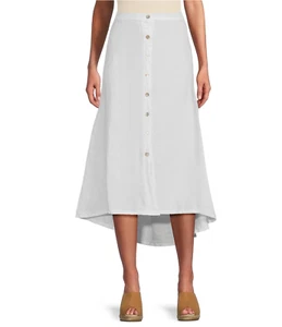 Bryn Walker Cinzia 100% Linen Elastic Waist Hi-Low Hem Skirt 2X White $163 NWT - Picture 1 of 7