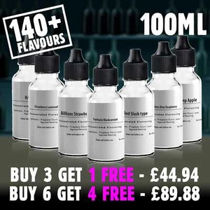 100ml E Liquid Flavour Concentrate DIY Vape Juice Mix Extra Strong UK PG 0mg - Picture 1 of 143