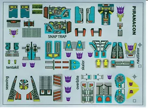 TRANSFORMERS GENERAZIONE 1, G1 DECEPTICON SEACONS ETICHETTE/ADESIVI RIPRO - Foto 1 di 1