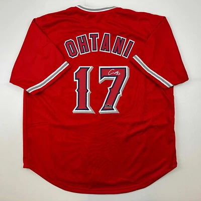 Facsimile Autographed Shohei Ohtani Los Angeles LA Anaheim Red Reprint Jersey XL - Image 1 of 4