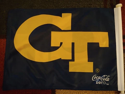 Georgia Tech Yellow Jackets Coca-Cola Zero Car Window Flag (Coke Zero) RARE OOP Cover