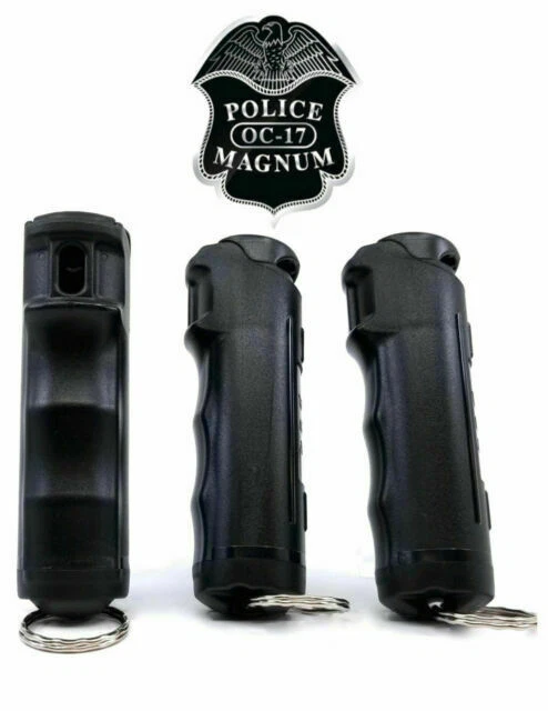 Police Magnum Keychain Pepper Spray, Black - Pack of 3
