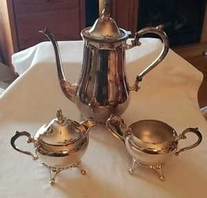WM Rodgers Silber Teller Tee/Kaffee Set Teekanne, Milchkännchen & Zuckerdose & 2 Beutel - Bild 1 von 14
