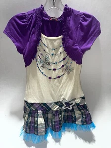 Girl's Large Tempted Purple/Black/Blue Plaid Dress - Picture 1 of 3