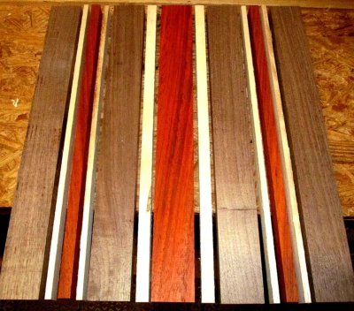 GREEN VALLEY WOOD PRODUCTS 13 PIECE WALNUT, MAPLE, & PADAUK CUTTING BOARD KIT WOOD LUMBER READY TO ASSEMBLE