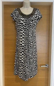 Lakeland Ladies Animal Print A-Line Embellished Dress Size 10 12 38in Chest - Picture 1 of 16